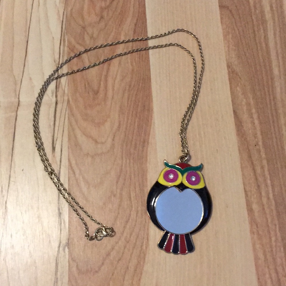 Owl mirror necklace
